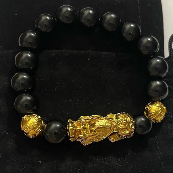 Obsidian (NWOT) elastic bracelet feng shui jewelry - Picture 4 of 17